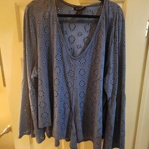 Blue Eyelet Women's Top